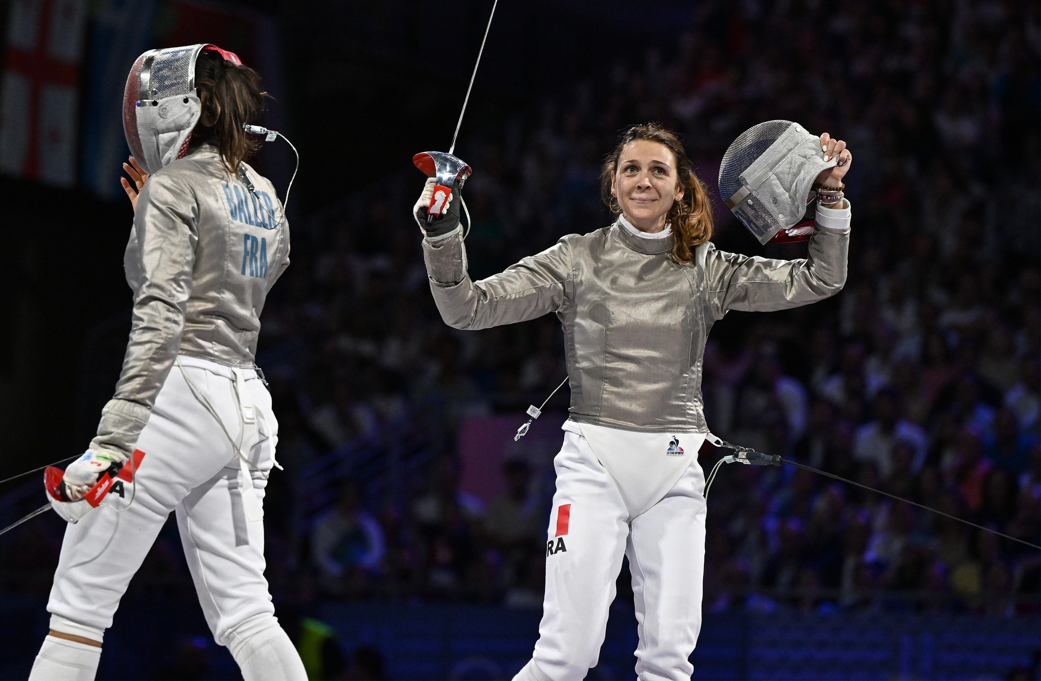 Sarah Balzer and Manon Apithy-Brunet at the Women's Individual Sabre competition